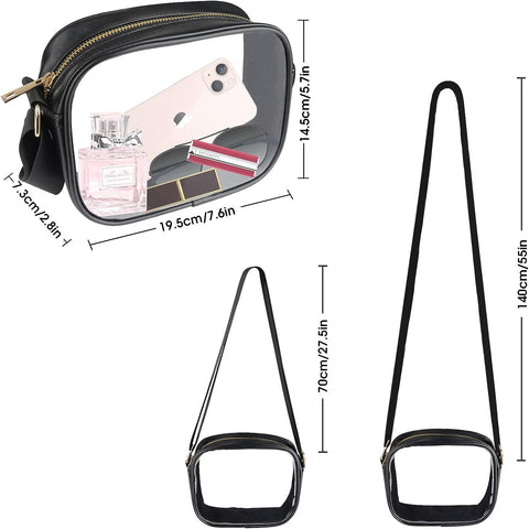 Leather Clear Crossbody Bag with Adjustable Strap